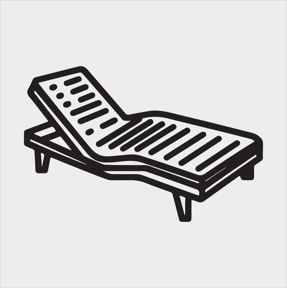 Sunbed icon Thin linear sunbed silhouette on white background vector