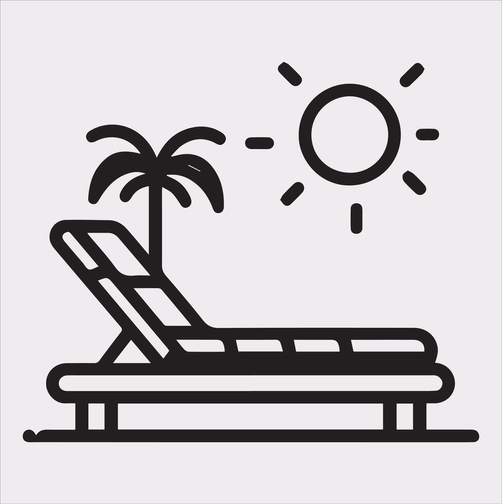 Sunbed icon Thin linear sunbed silhouette on white background vector