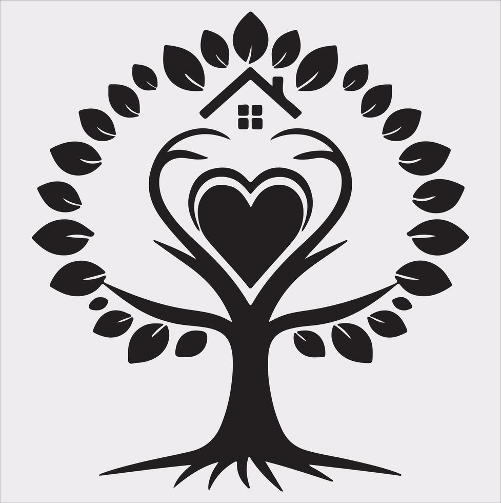 tree logo silhouette on white background vector