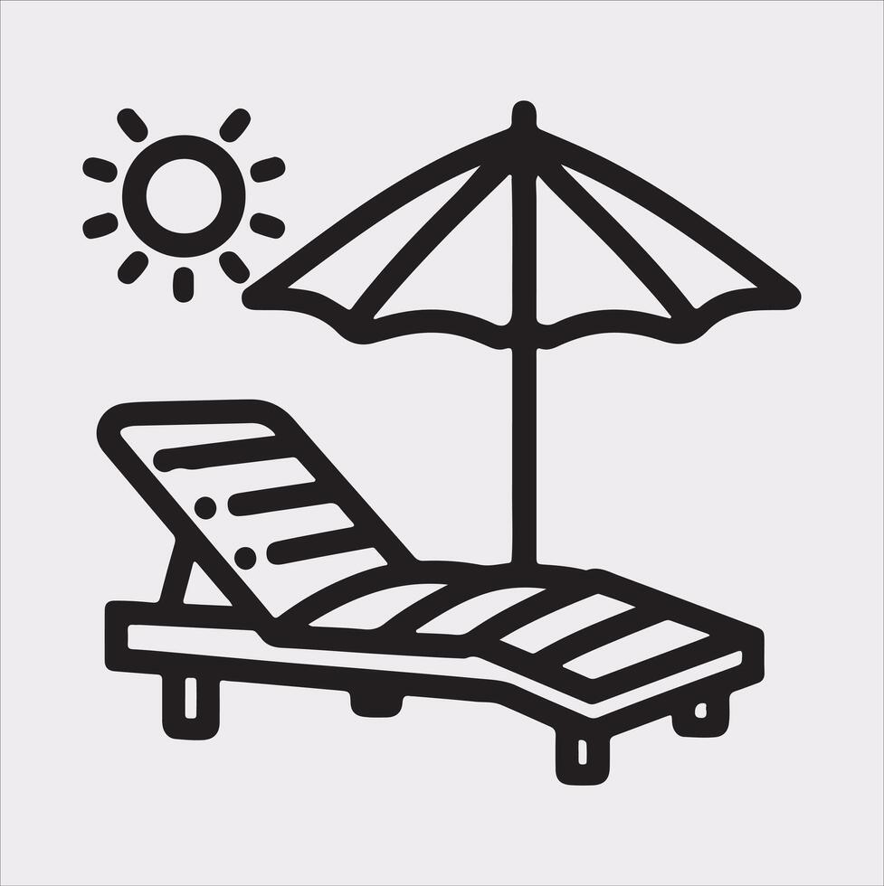 Sunbed icon Thin linear sunbed silhouette on white background vector