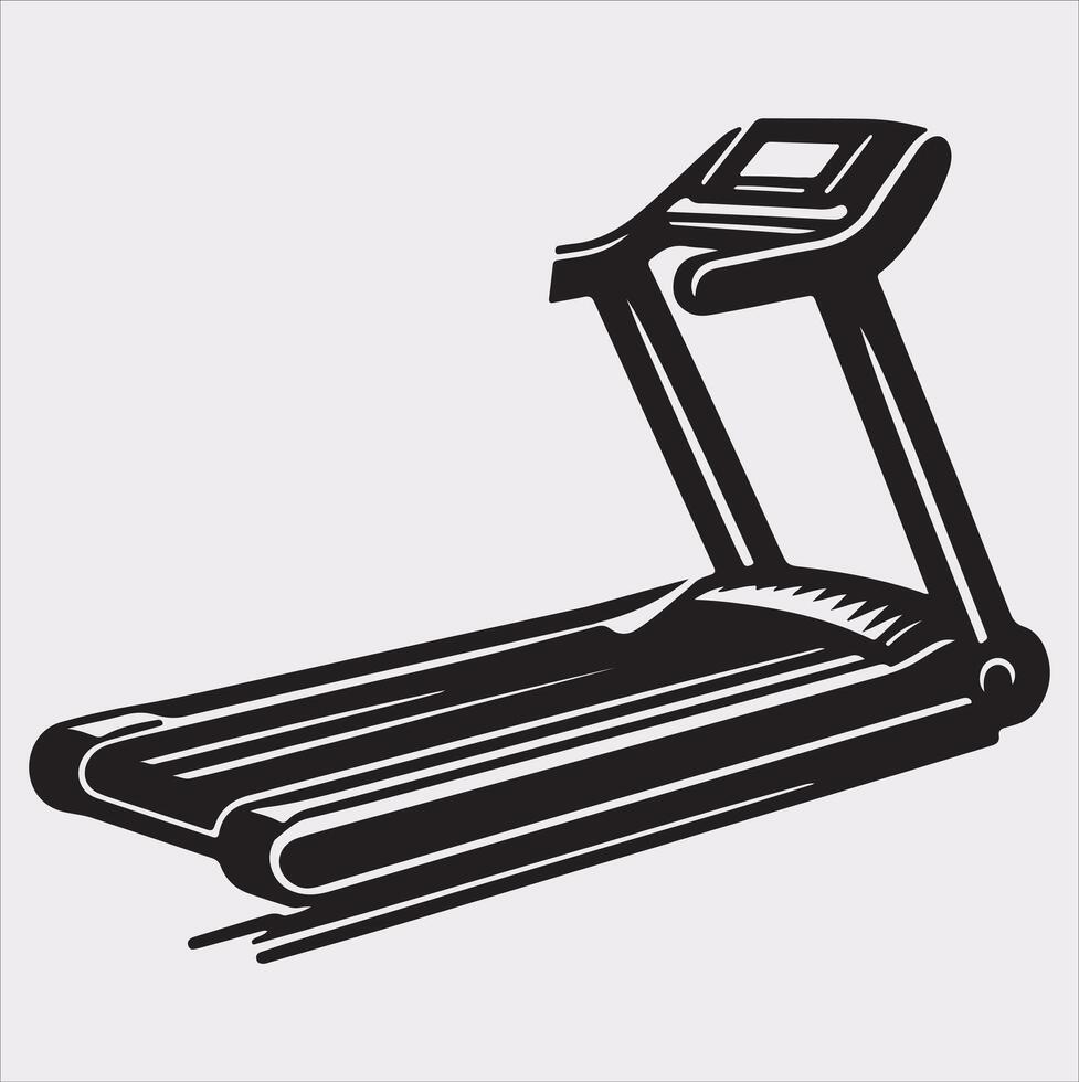 Treadmill Sport and fitness symbol silhouette on white background vector