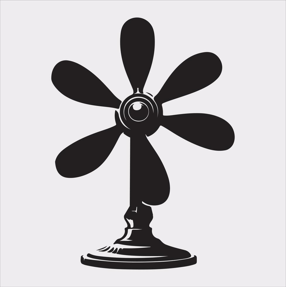 Table Fan silhouette on white background vector