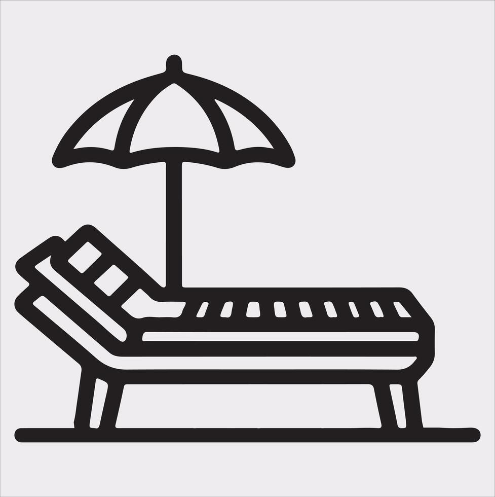 Sunbed icon Thin linear sunbed silhouette on white background vector