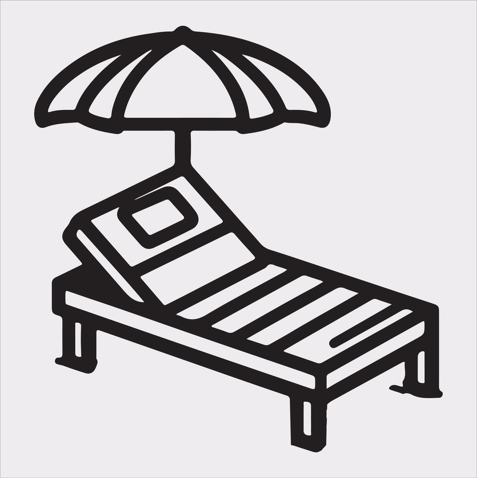 Sunbed icon Thin linear sunbed silhouette on white background vector