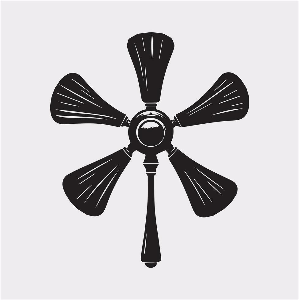 Table Fan silhouette on white background vector