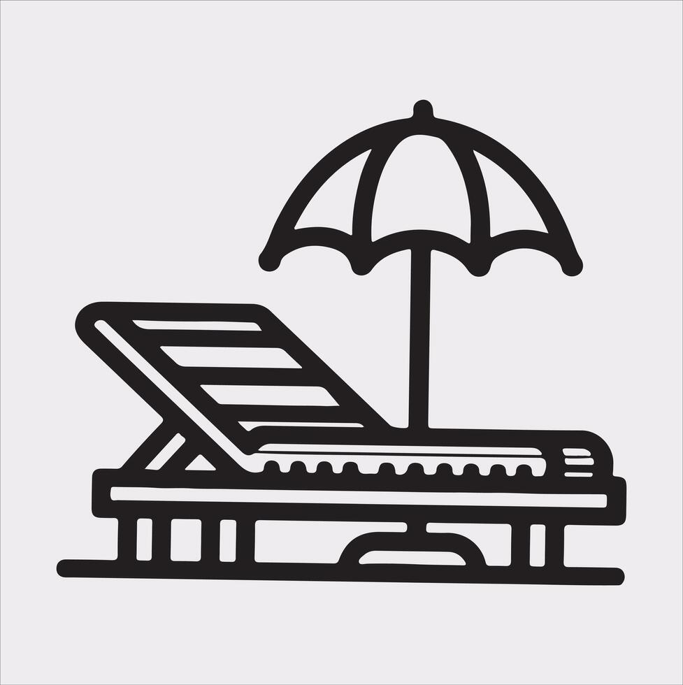 Sunbed icon Thin linear sunbed silhouette on white background vector