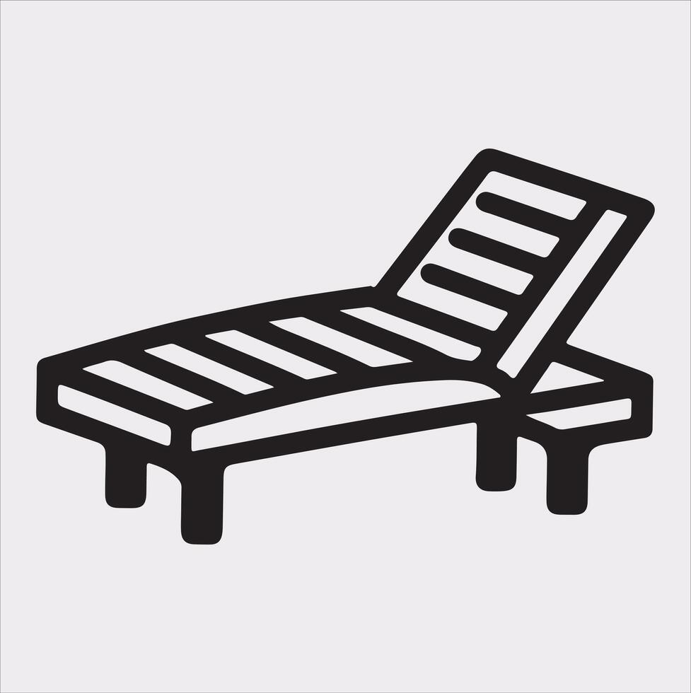 Sunbed icon Thin linear sunbed silhouette on white background vector