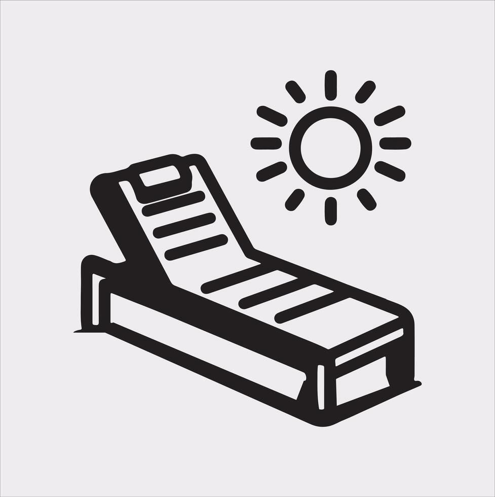 Sunbed icon Thin linear sunbed silhouette on white background vector