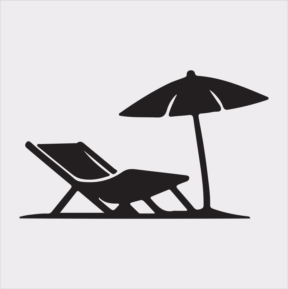 umbrella with chair silhouette on white background vector