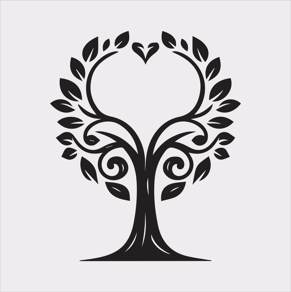 tree logo silhouette on white background vector