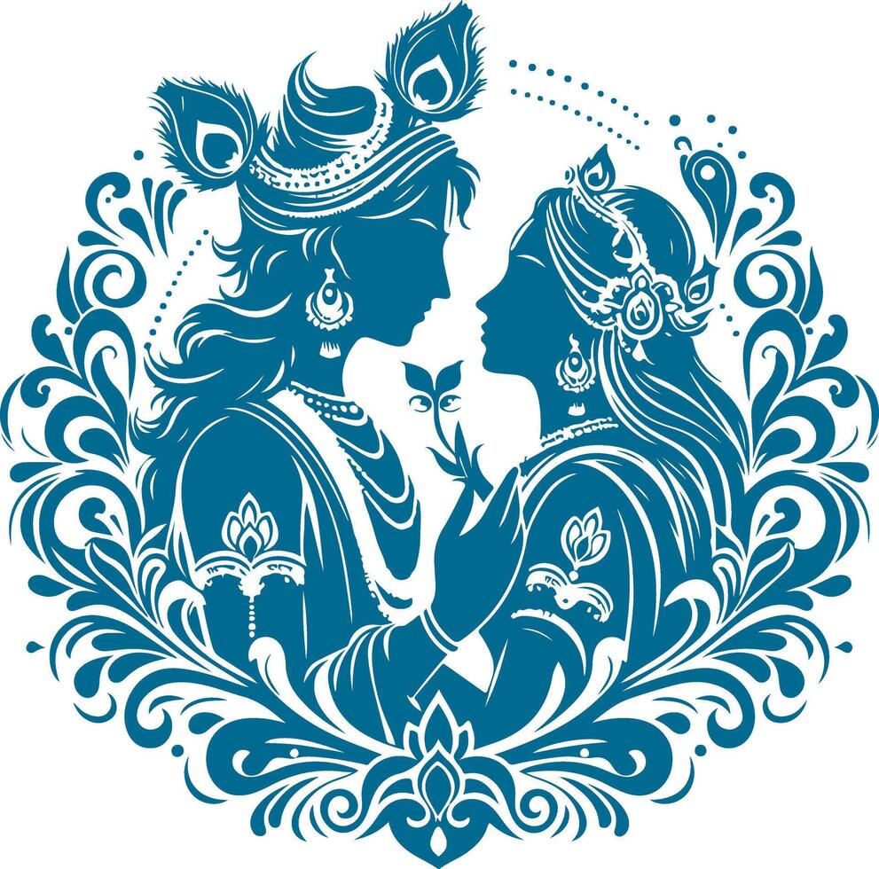 Radha Krishna Silhouette Design in Classic Black Vectors