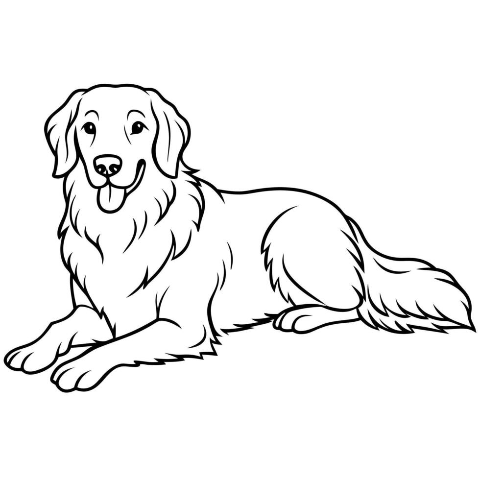 Flat Coat Retriever dog lies icon vector