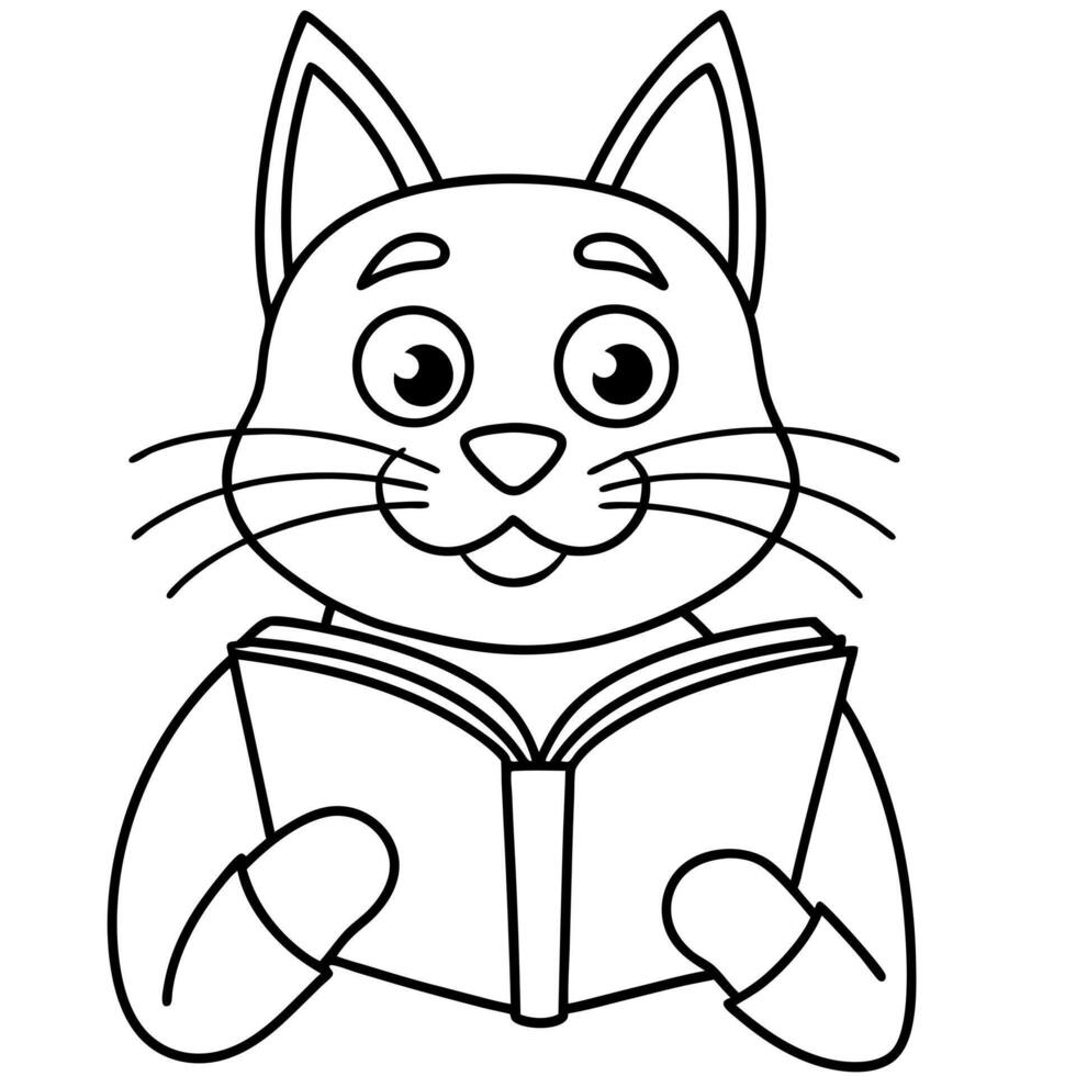 Flat-Headed Cat reading icon vector