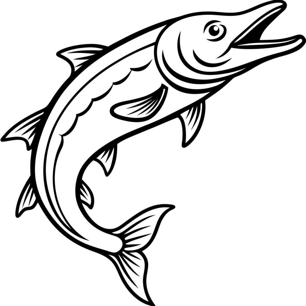 Florida Gar fish jumps icon vector