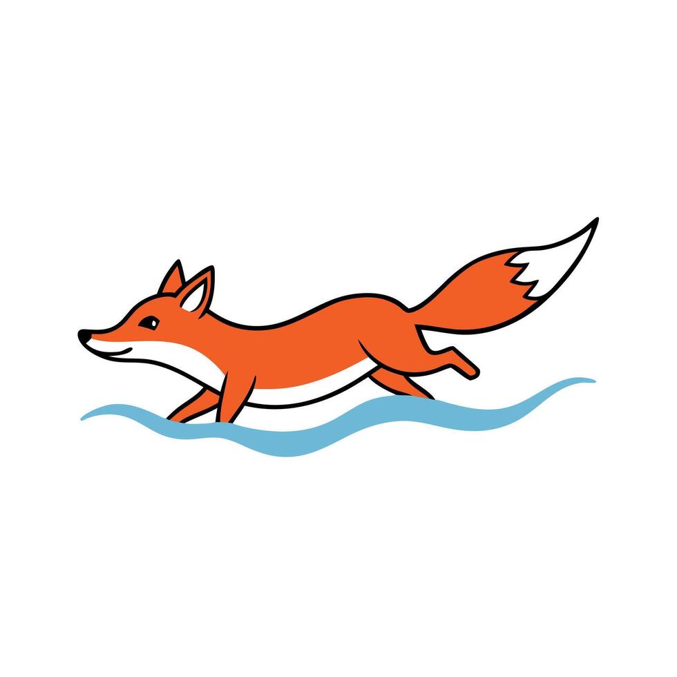 Fox swims icon vector