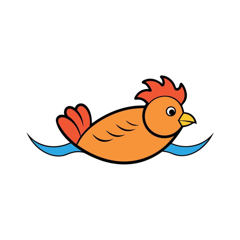 Frizzle Chicken swims icon vector
