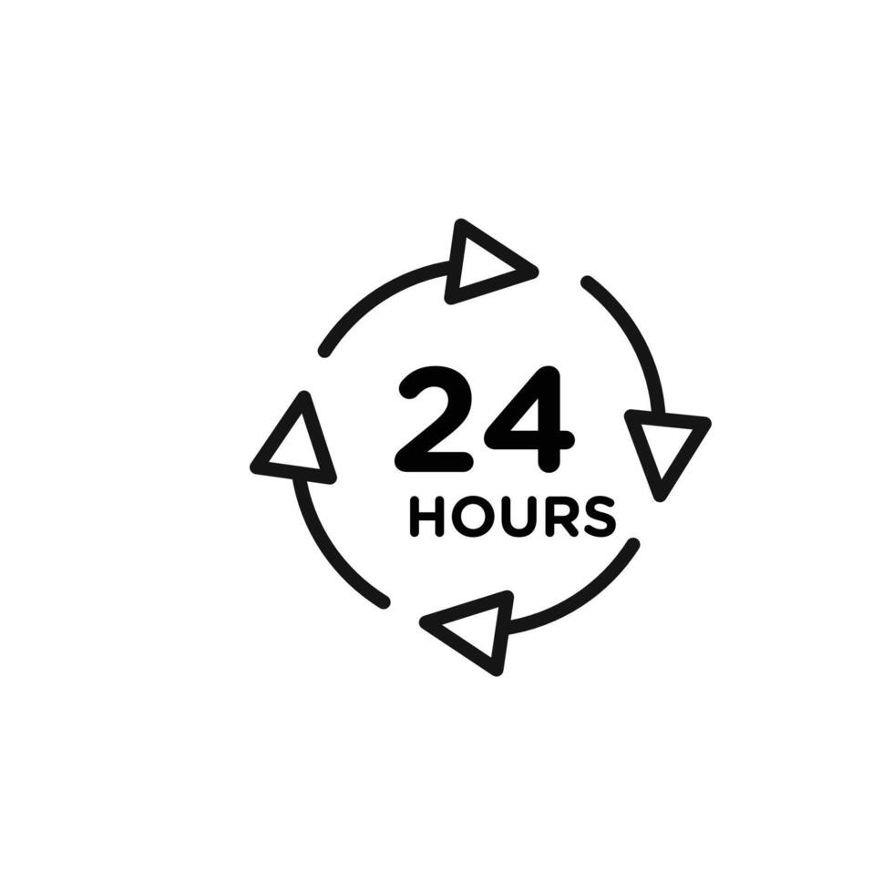 24 hours icon outline collection in black vector