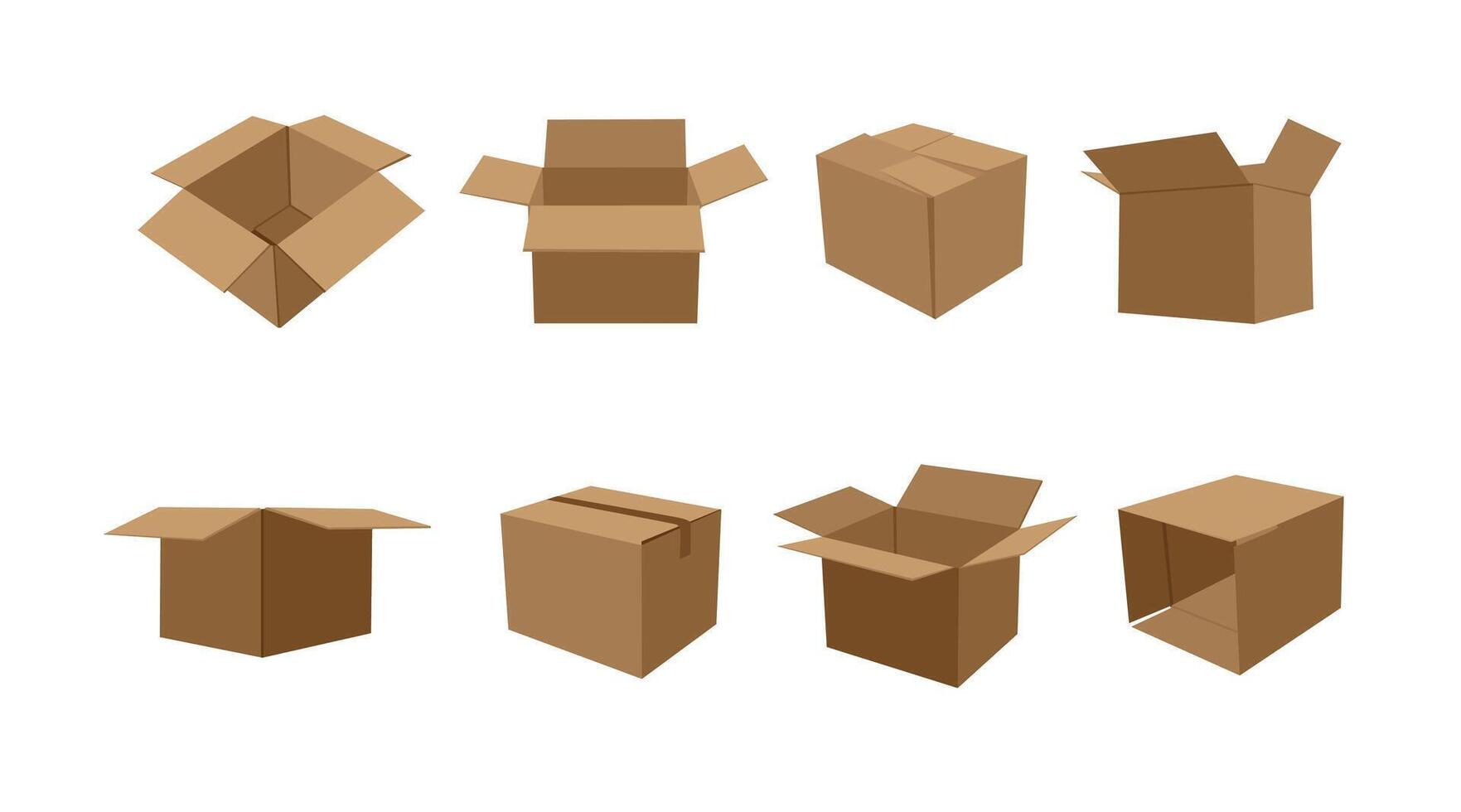 flat collection of cardboard illustrations vector