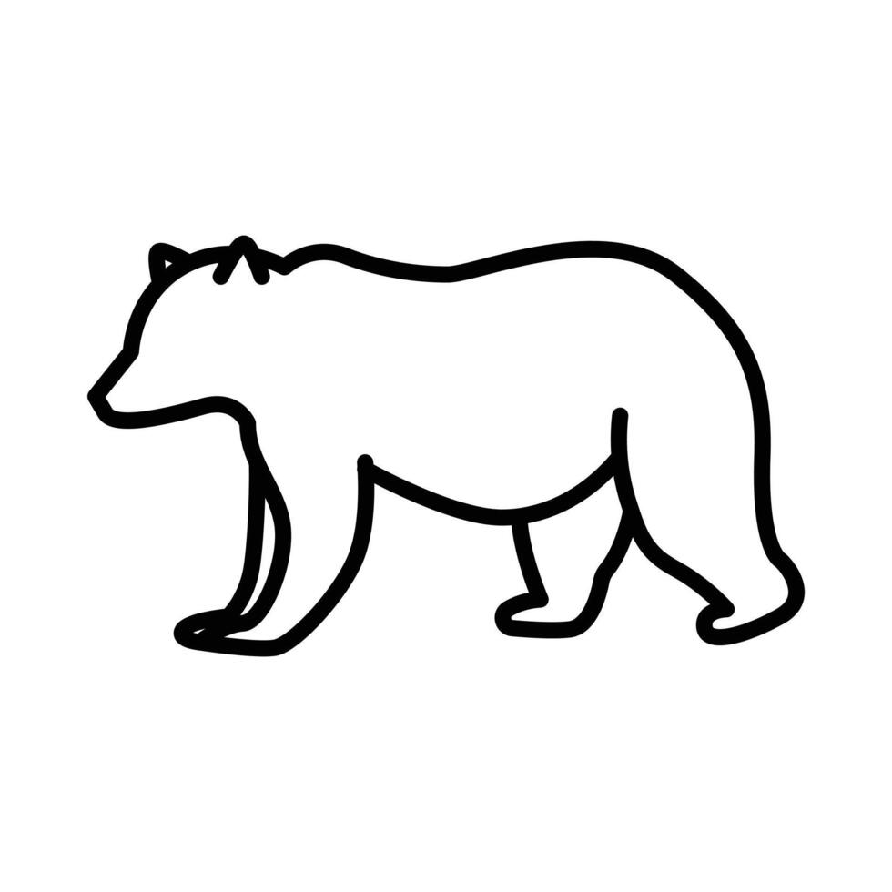 Bear icon linear logo mark in black and white vector