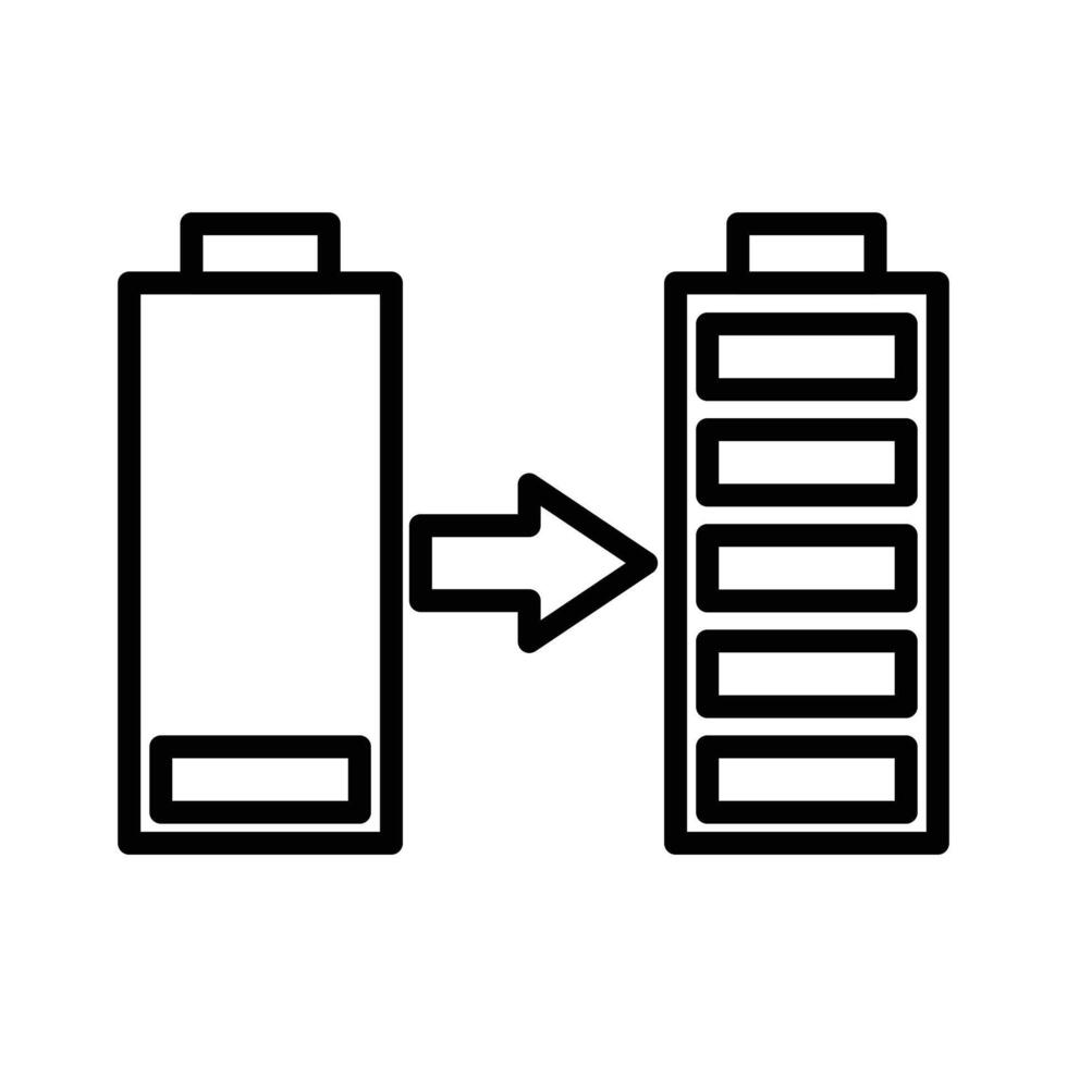 Battery fast charge icon linear logo mark in black and white vector
