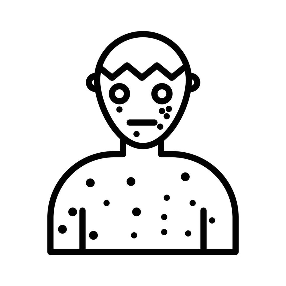 Boy chicken pox icon linear logo mark in black and white vector