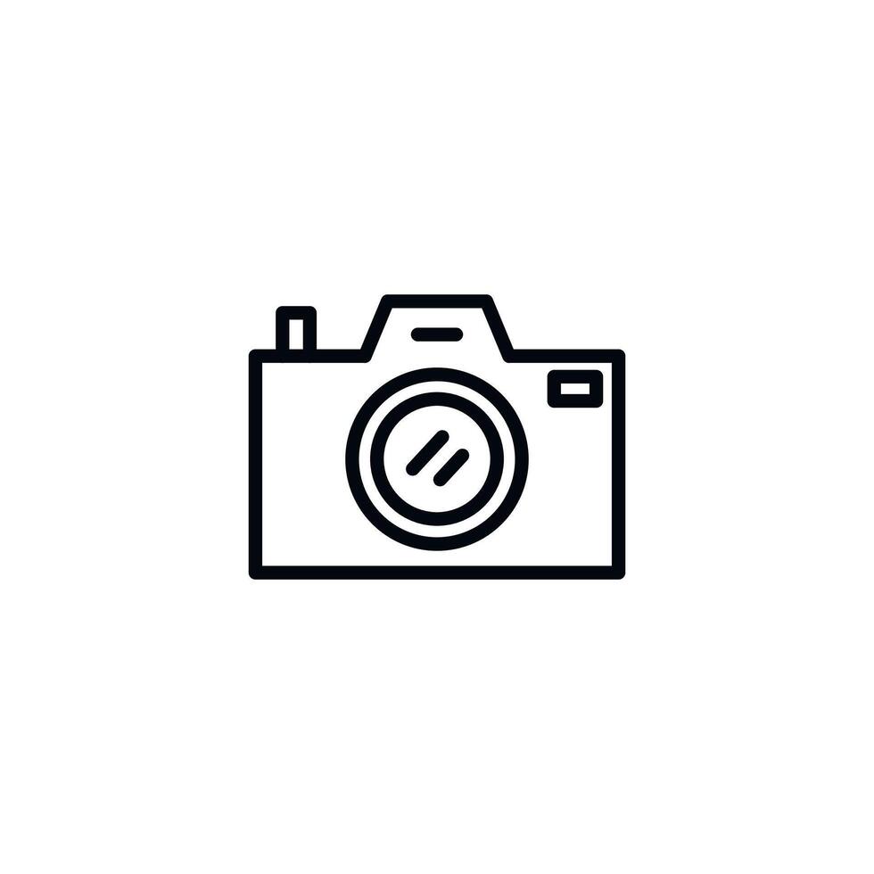 Camera icon outline collection in black vector