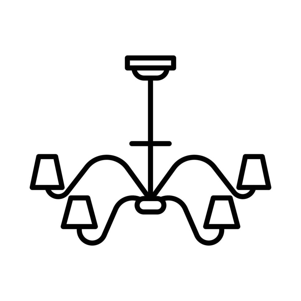 Chandelier icon linear logo mark in black and white vector