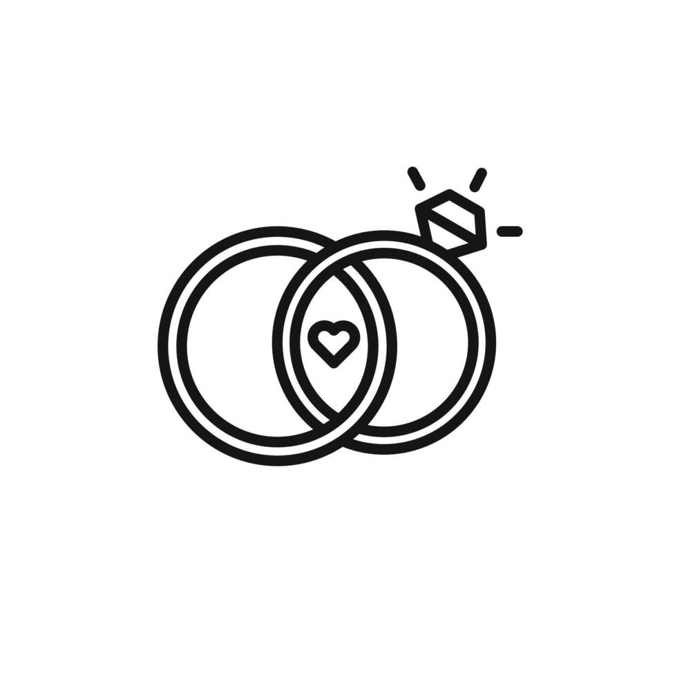 Couple Ring icon outline collection in black vector