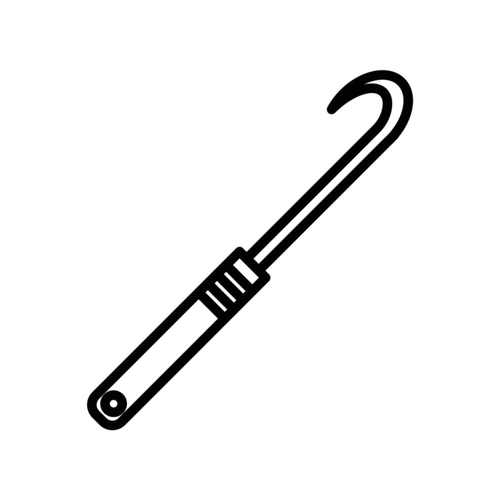 Crochet needle icon linear logo mark in black and white vector