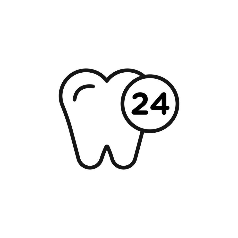 Dental Protection for 24 Hours icon outline collection in black vector