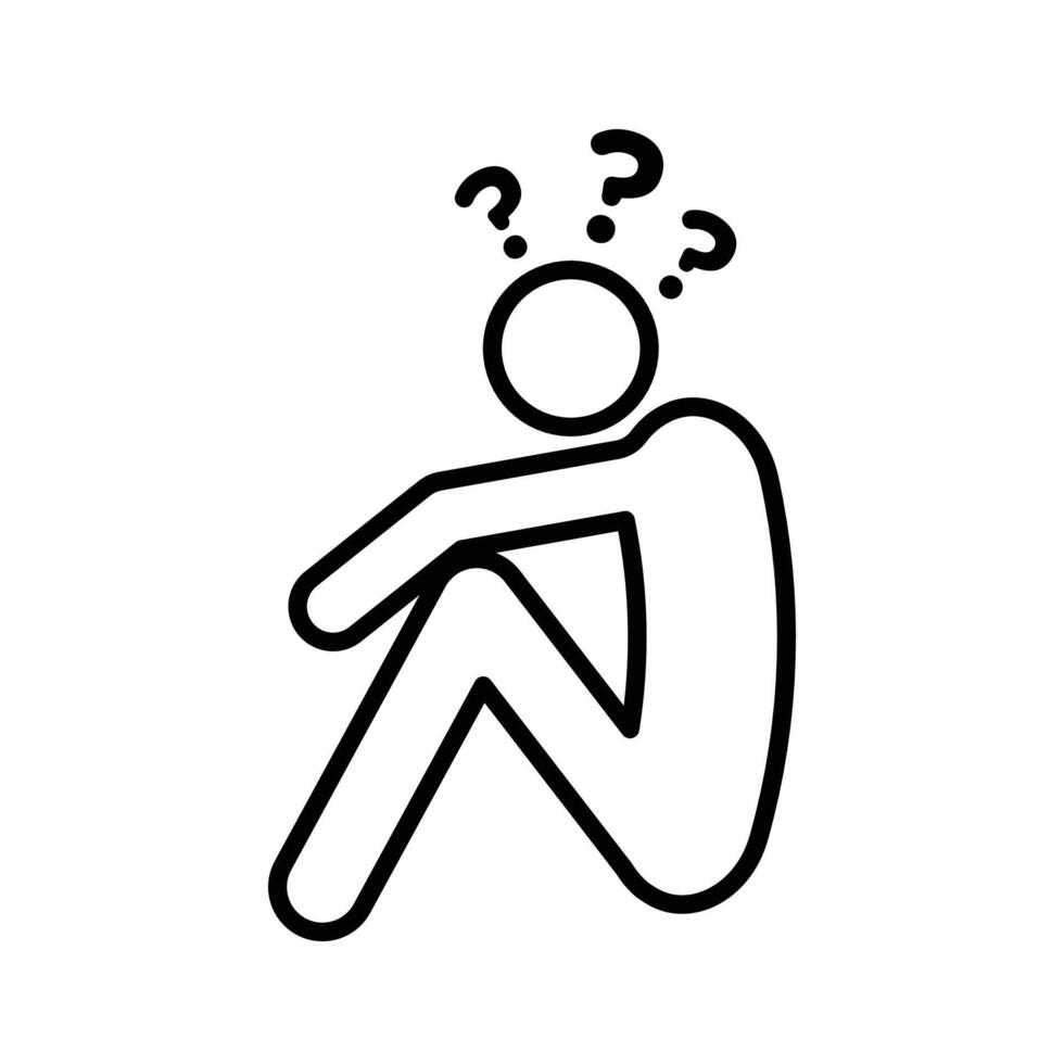 Depression icon linear logo mark in black and white vector