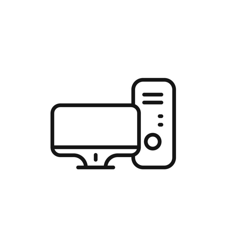 Desktop computer icon outline collection in black vector
