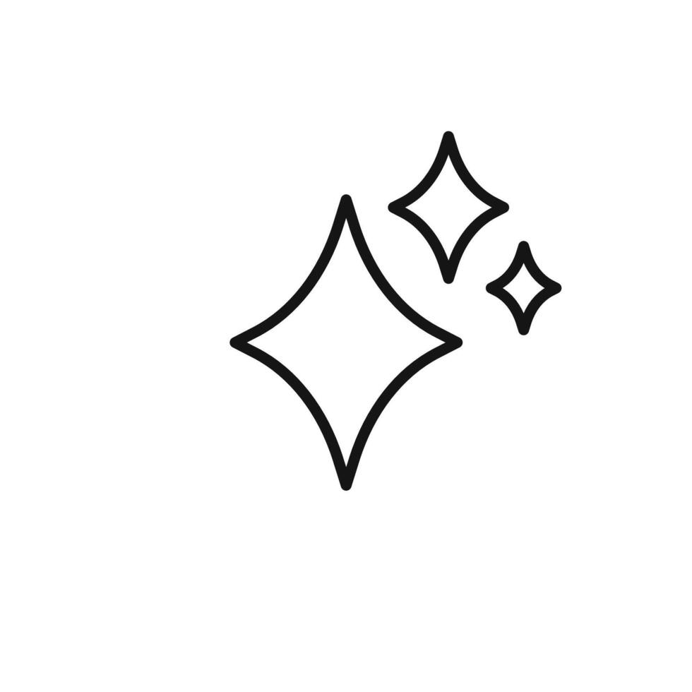 Diamond star icon outline collection in black vector