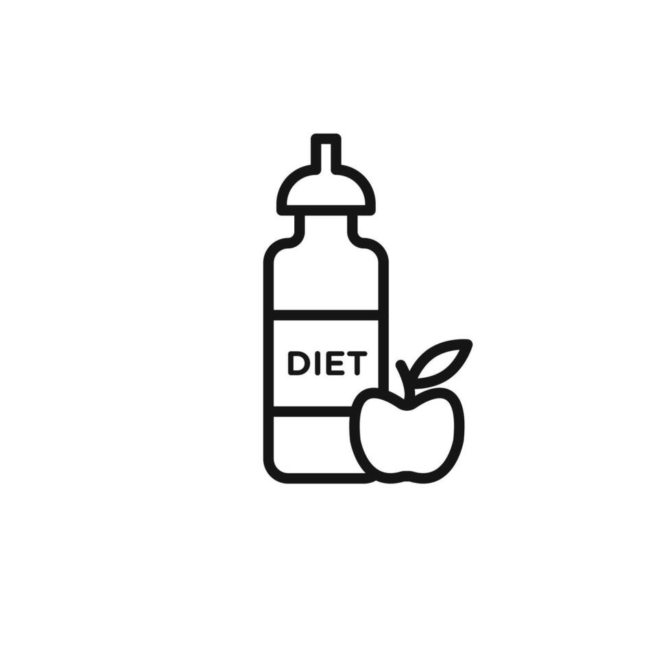 Diet drink icon outline collection in black vector