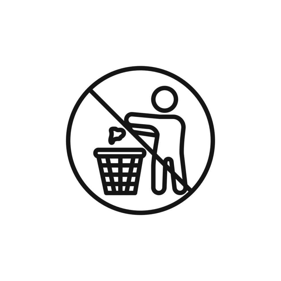 Do not litter icon outline collection in black vector