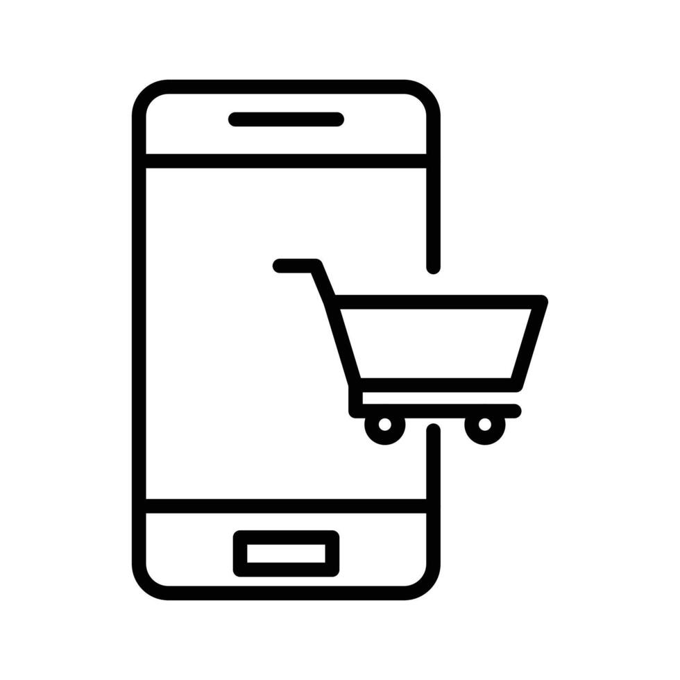 E-Business mobile icon linear logo mark in black and white vector