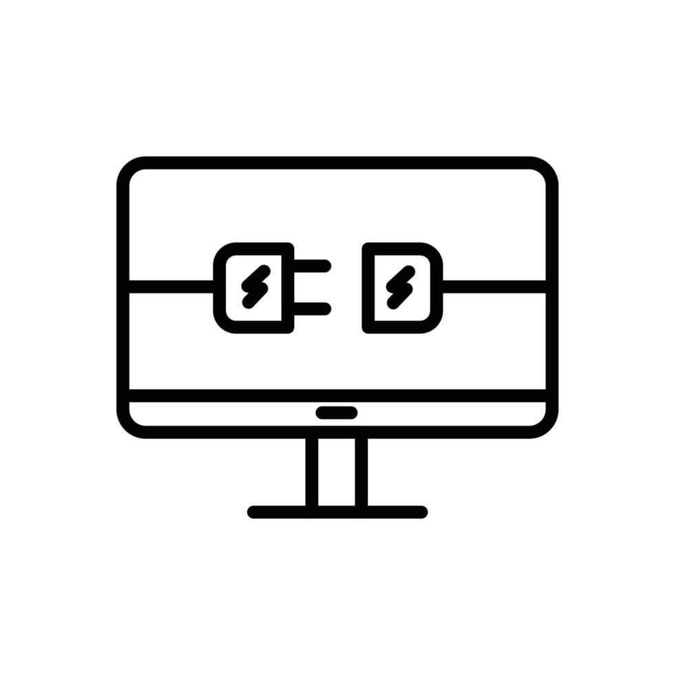 Electric Computer icon linear logo mark in black and white vector