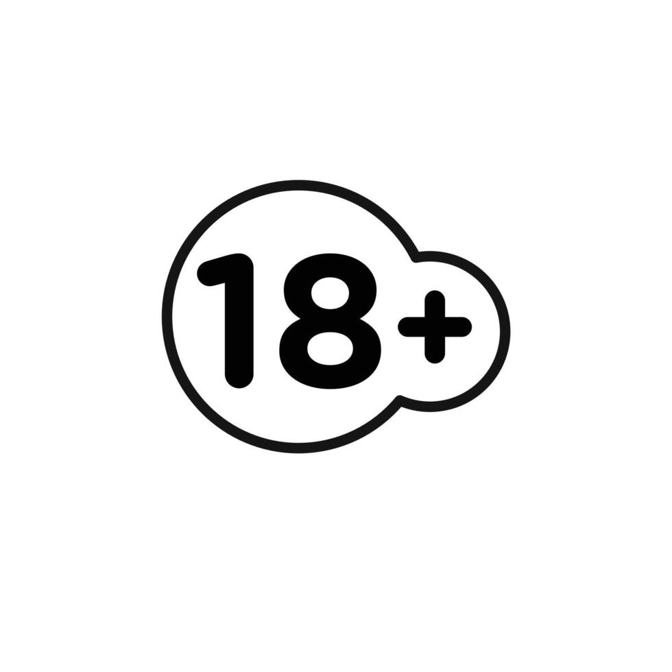 Eighteen plus icon outline collection in black vector