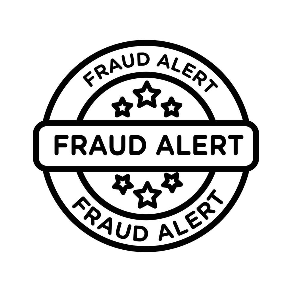 Fraud Alert icon linear logo mark in black and white vector
