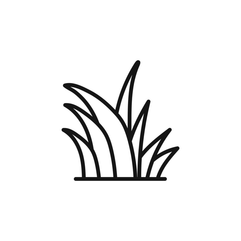 Grass icon outline collection in black vector