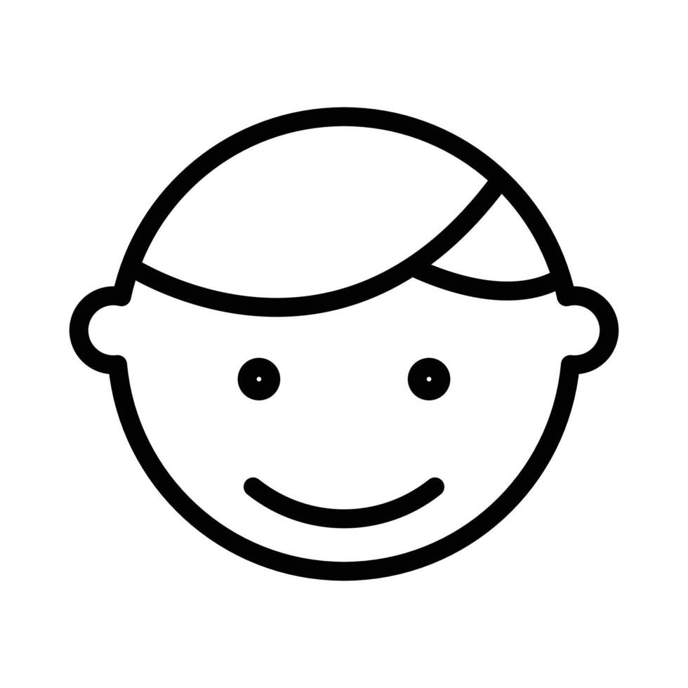 Happy boy face icon linear logo mark in black and white vector