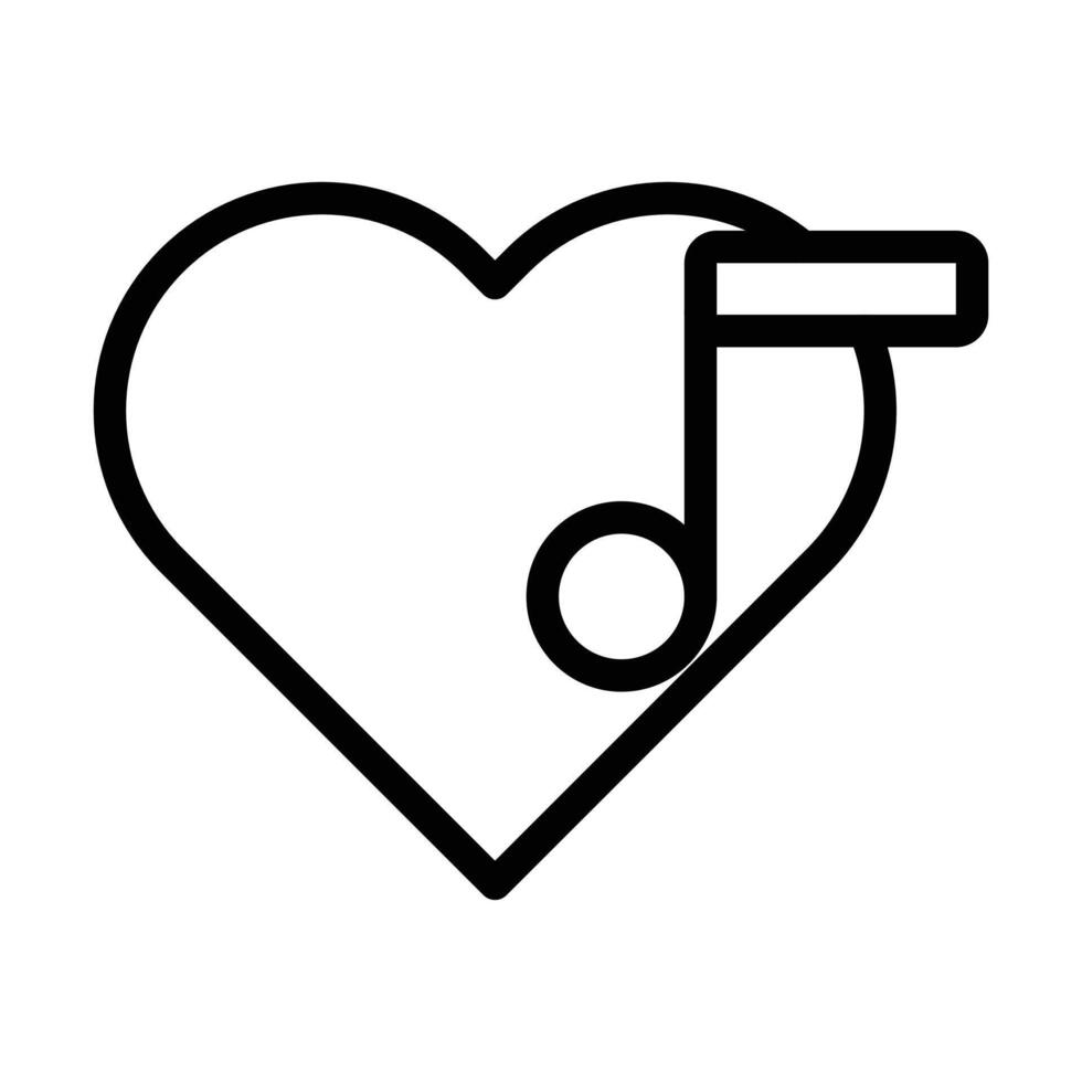 Heard heart note icon linear logo mark in black and white vector