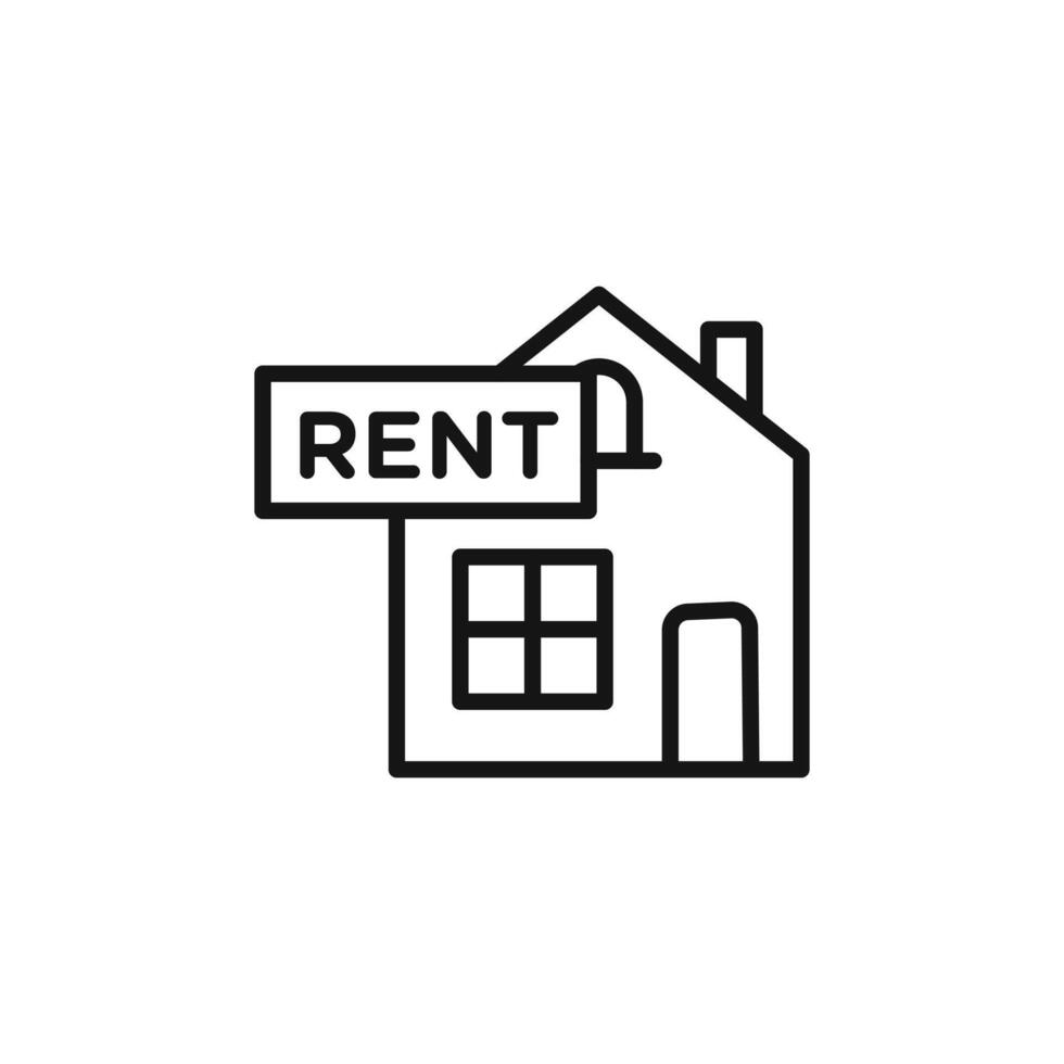 House rent icon outline collection in black vector