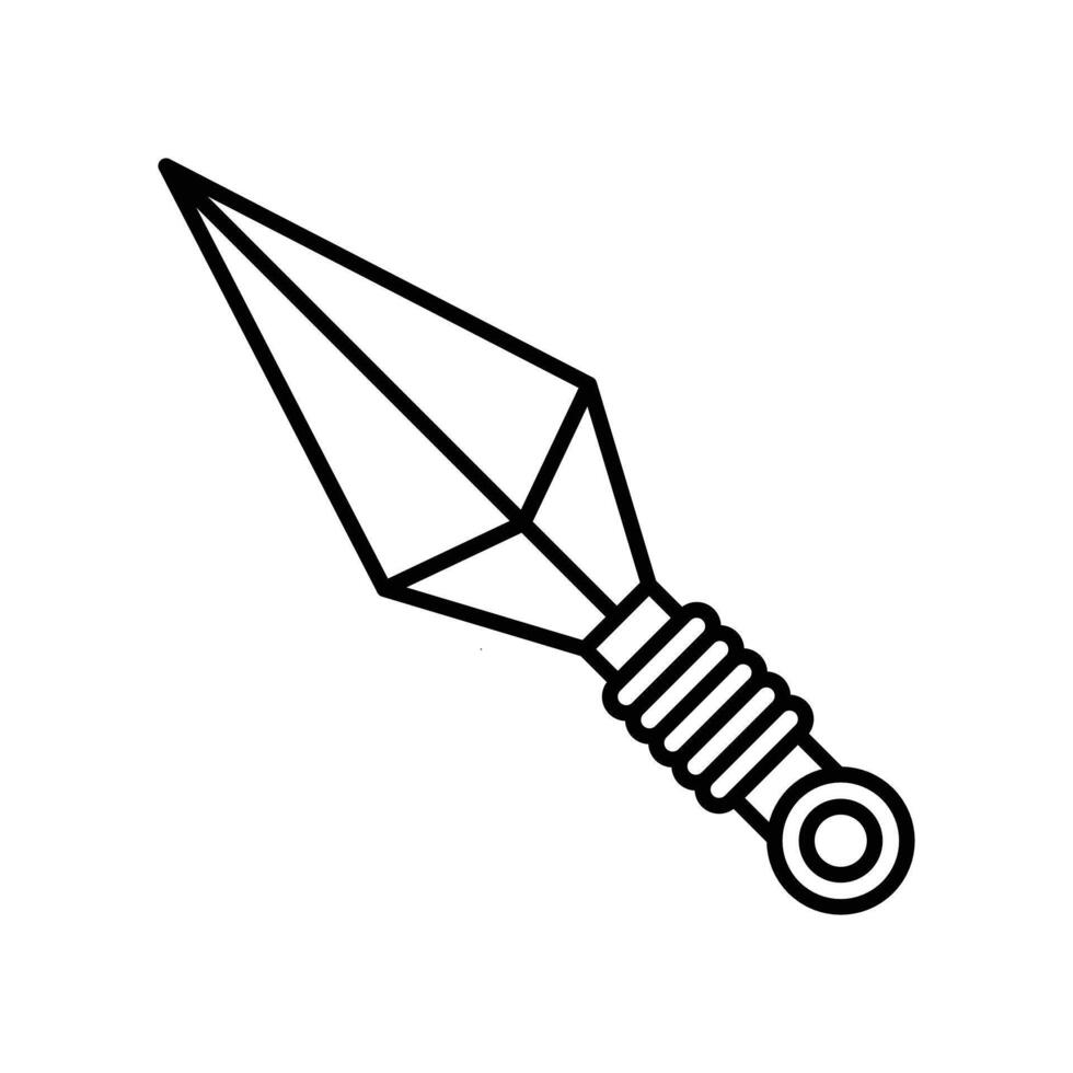 Kunai icon linear logo mark in black and white vector