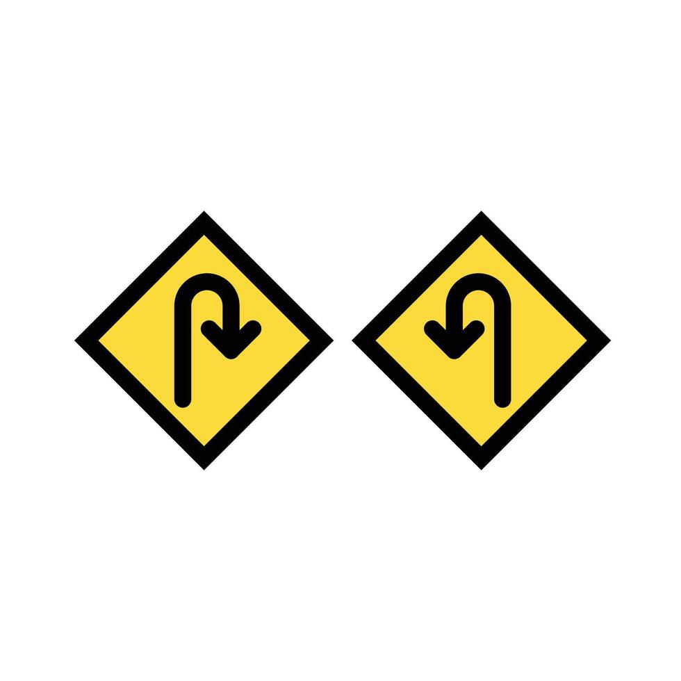 Left Right U-Turn Warning icon vector