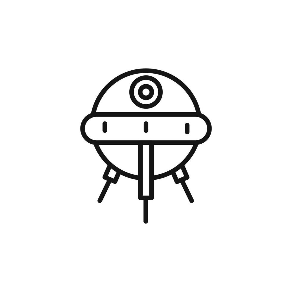 Linear sputnik icon outline collection in black vector