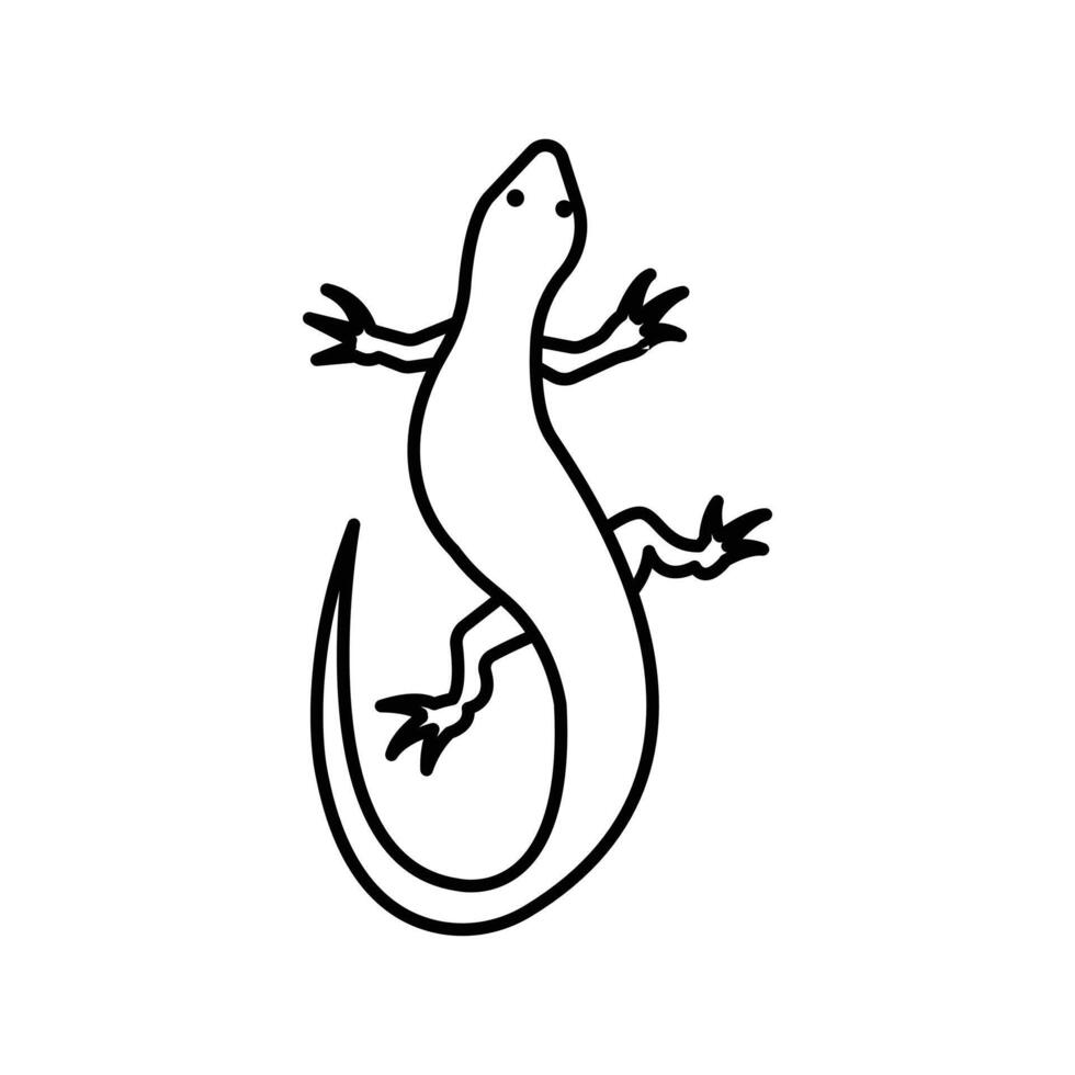 Lizard icon linear logo mark in black and white vector