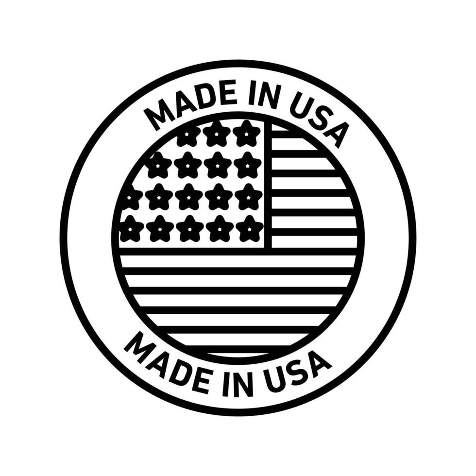 Made in usa badge icon linear logo mark in black and white vector
