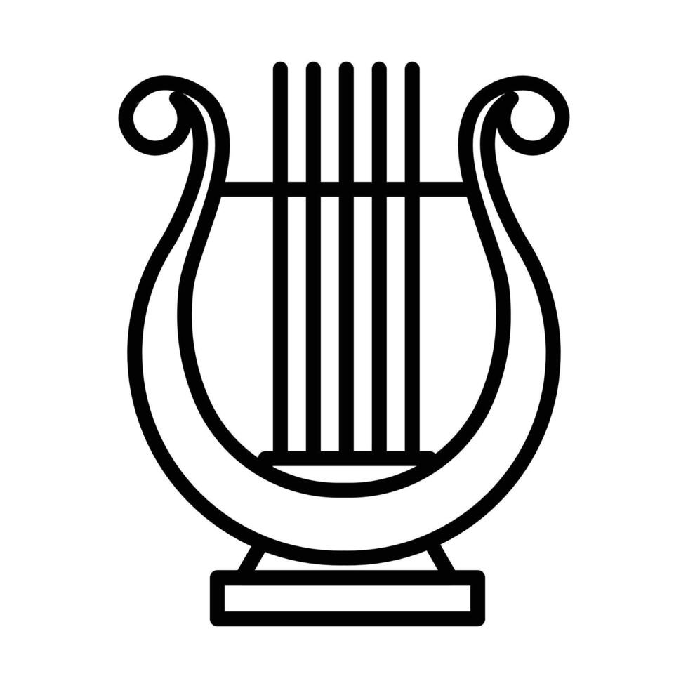 Lyre icon linear logo mark in black and white vector