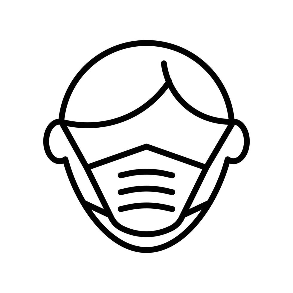 Man face with mask icon linear logo mark in black and white vector